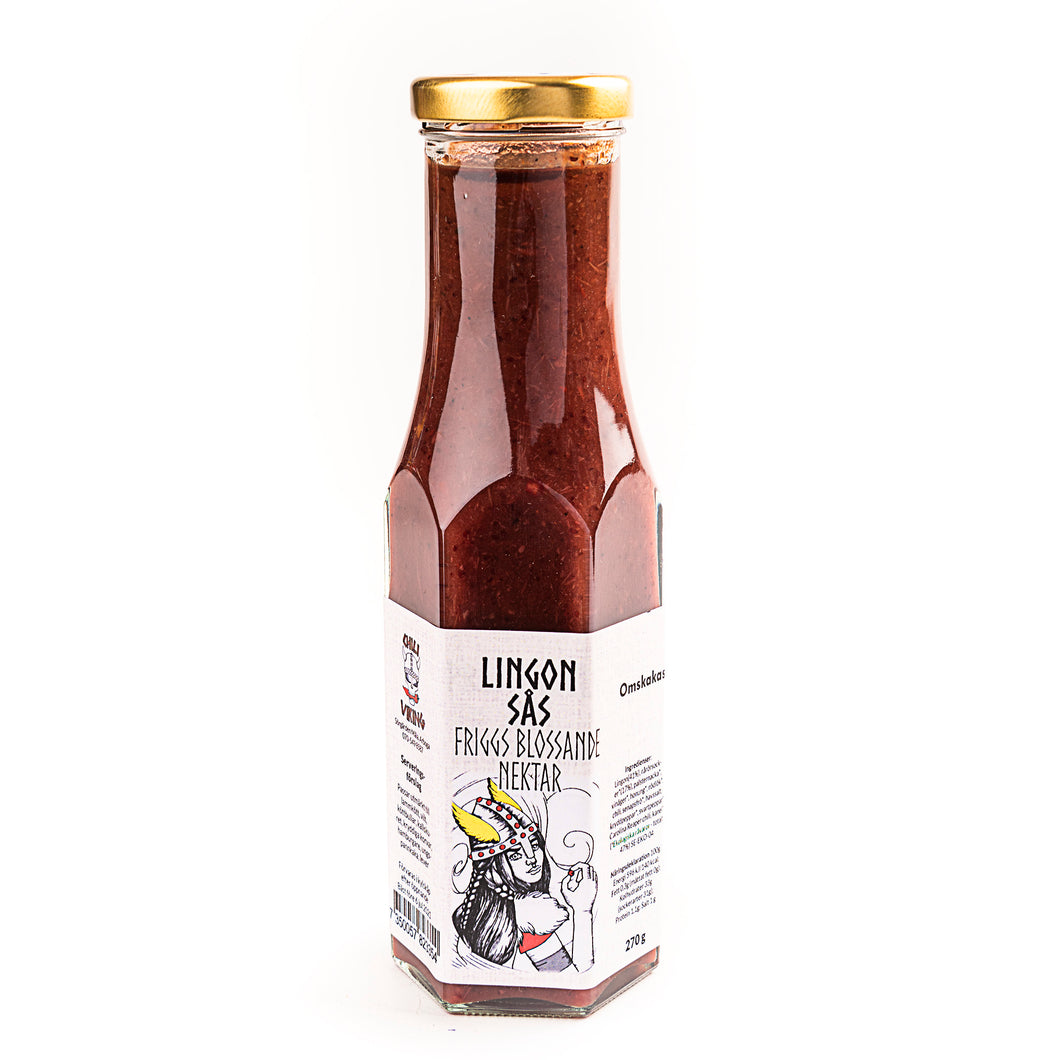 Lingonsås - en vild blodröd chilisås på lingon - Friggs Blossande Nektar